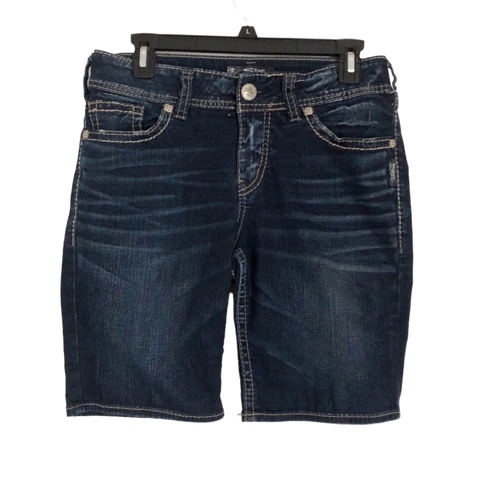Silver Suki Mid Bermuda Jean Shorts Size 29